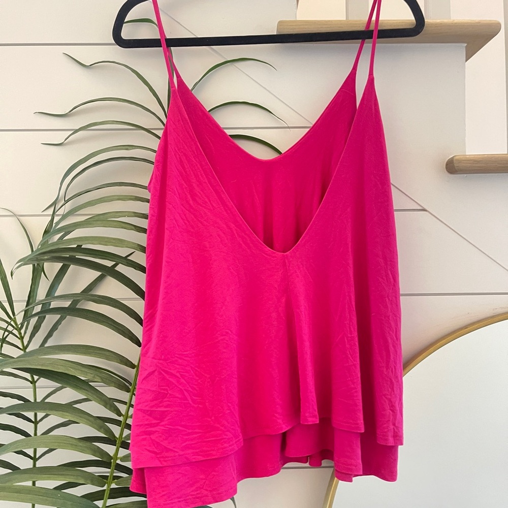 Women’s Night Out, Hot Pink Swing, Low-Back, Flowy Sleeveless Tank, Sz: M, NEW